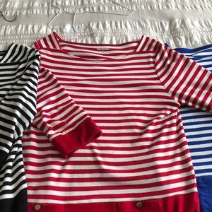 3 Kim Rogers Boat Neck 3/4 sleeves stripe shirts